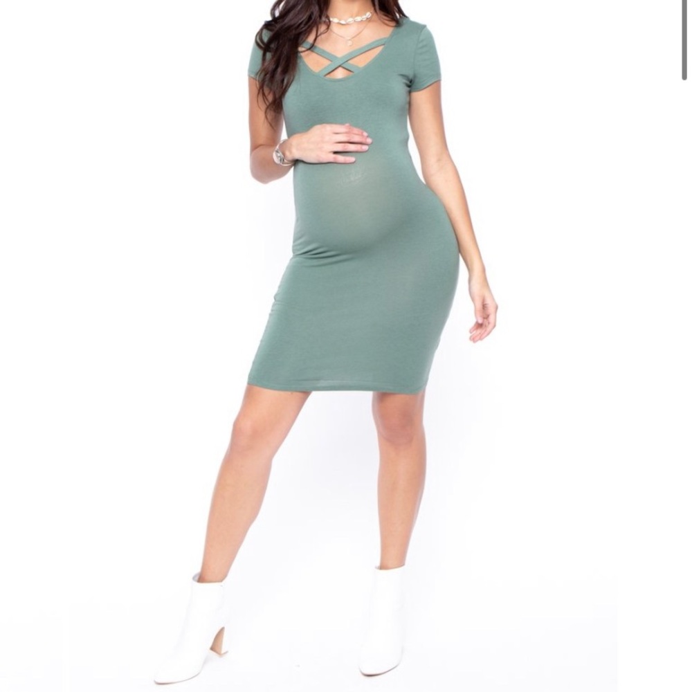 Maternity Strap Dress - Green